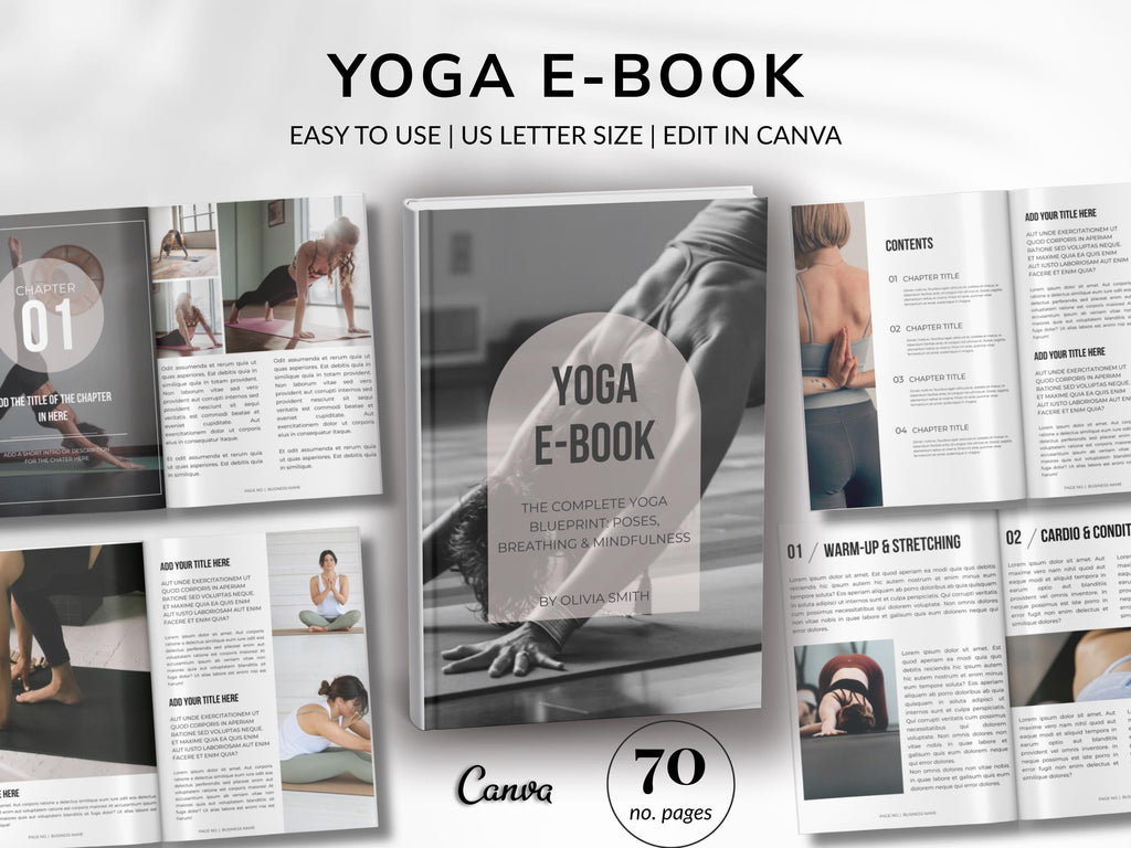Yoga Ebook Template 70-Page Canva Fitness Yoga Coach Workbook Template Workout Personal Training Nutrition Coach