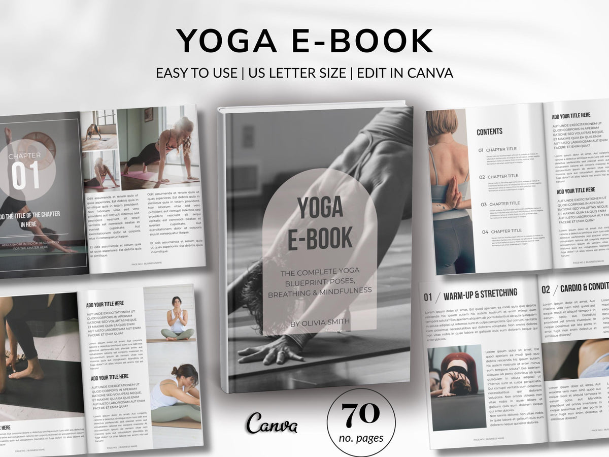 Yoga Ebook Template 70-Page Canva Fitness Yoga Coach Workbook Template Workout Personal Training Nutrition Coach
