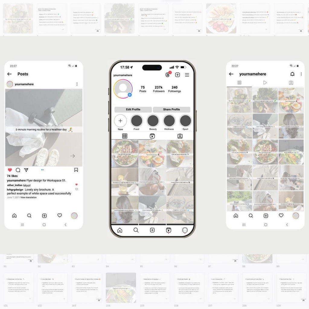 Health & Wellness Social Media Carousel Templates: Canva Editable (Digital Download)