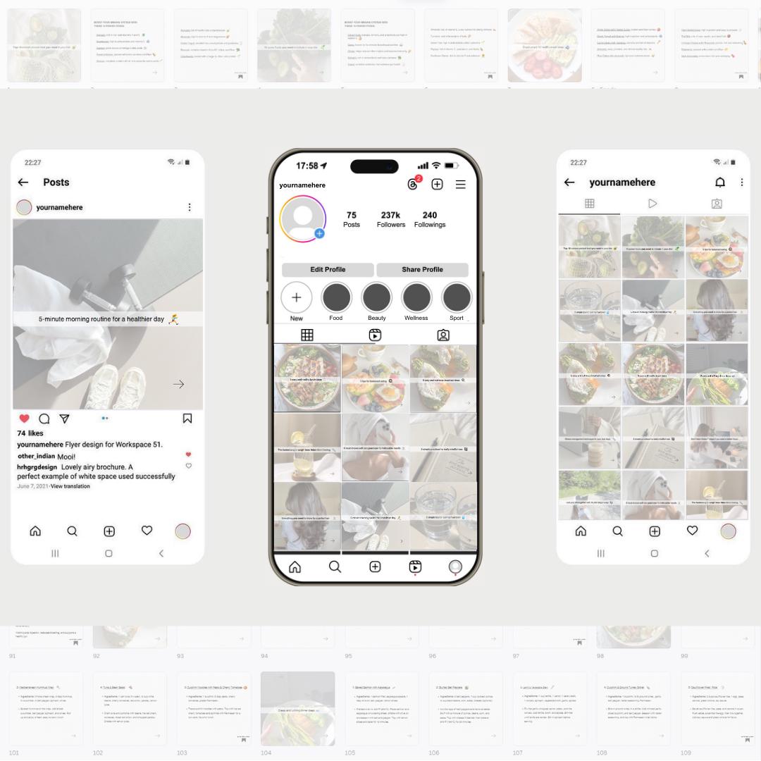 Health & Wellness Social Media Carousel Templates: Canva Editable (Digital Download)