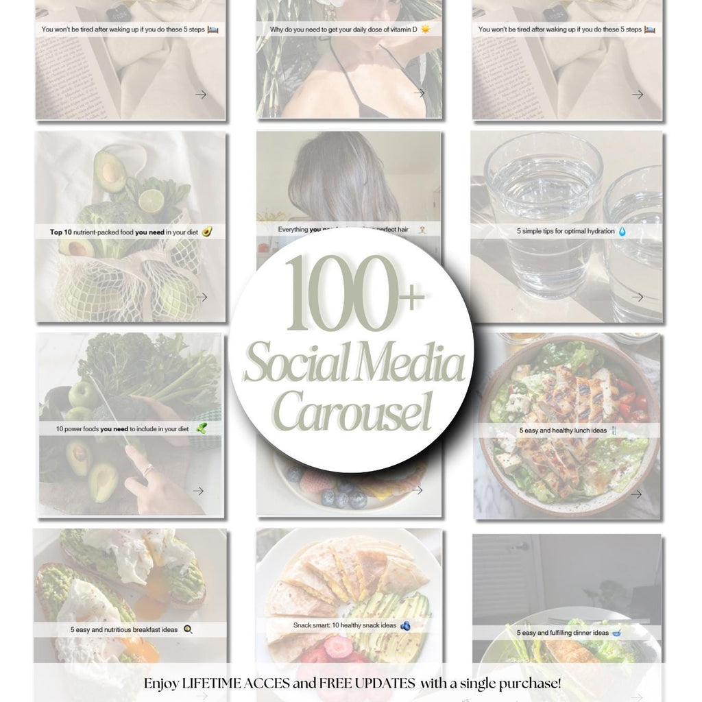 Health & Wellness Social Media Carousel Templates: Canva Editable (Digital Download)