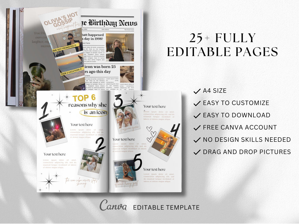 Personalized Magazine Template for Best Friend Customizable Magazine Cover Design Editable Fashion eBook Birthday Magazine Template Cover