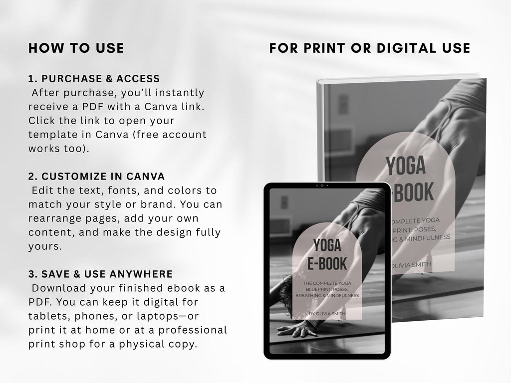 Yoga Ebook Template 70-Page Canva Fitness Yoga Coach Workbook Template Workout Personal Training Nutrition Coach