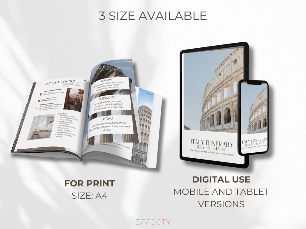 Editable Travel Itinerary Template: Canva Trip Planner (Digital Download