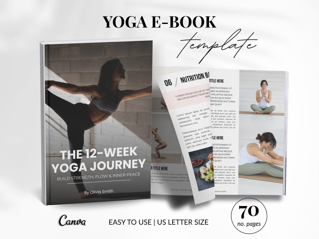 Yoga Ebook Template 70-Page Canva Fitness Yoga Coach Workbook Template Workout Personal Training Nutrition Coach