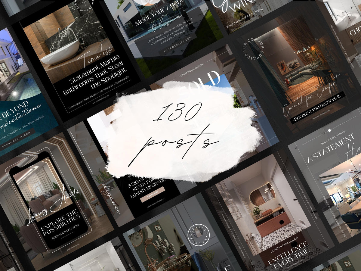 Luxury Real Estate Instagram Templates: Canva Realtor Marketing (Digital Download)