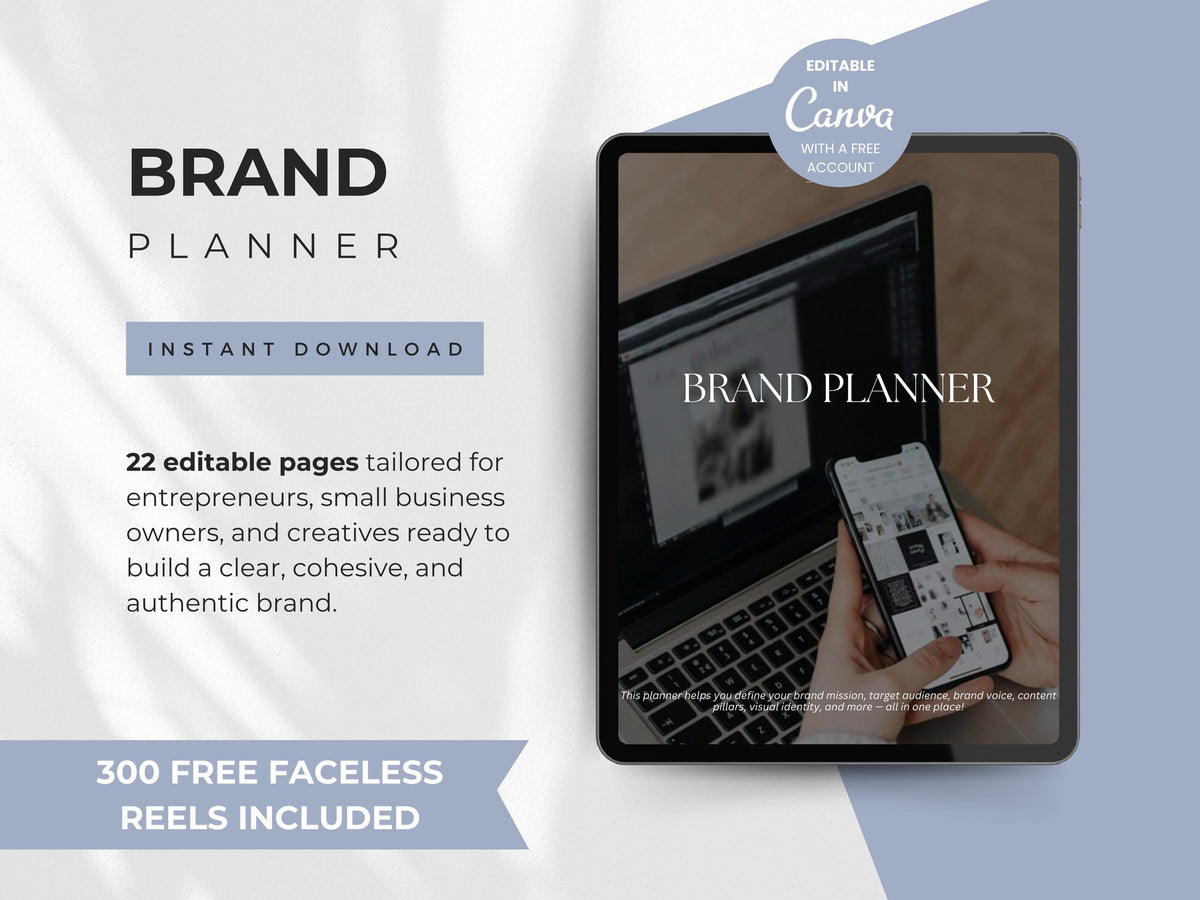 Brand Strategy Planner: Business Branding Workbook Canva Template (Digital Download)