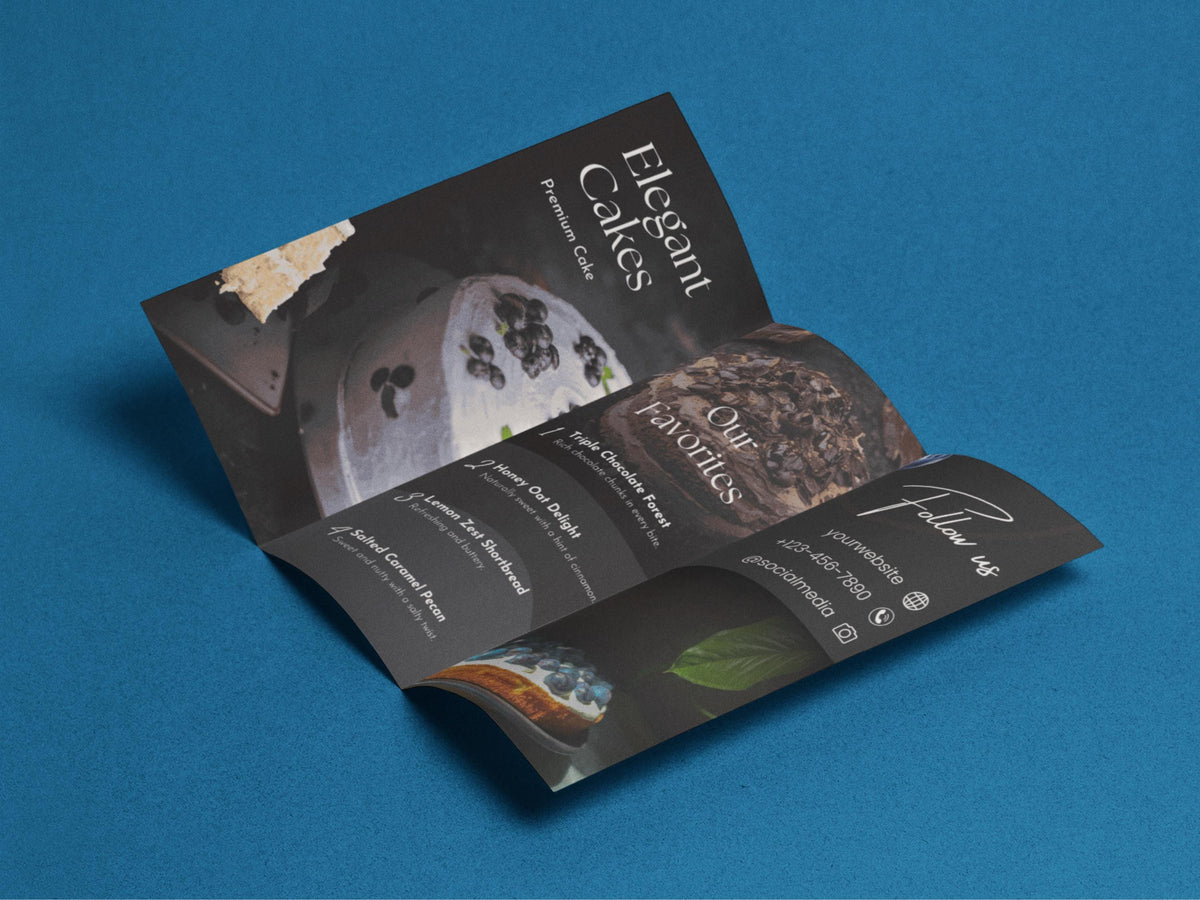 Cake Business Brochure Template Canva Bakery Menu Price List Pastry Shop Flyer Editable Double-Sided Brochure
