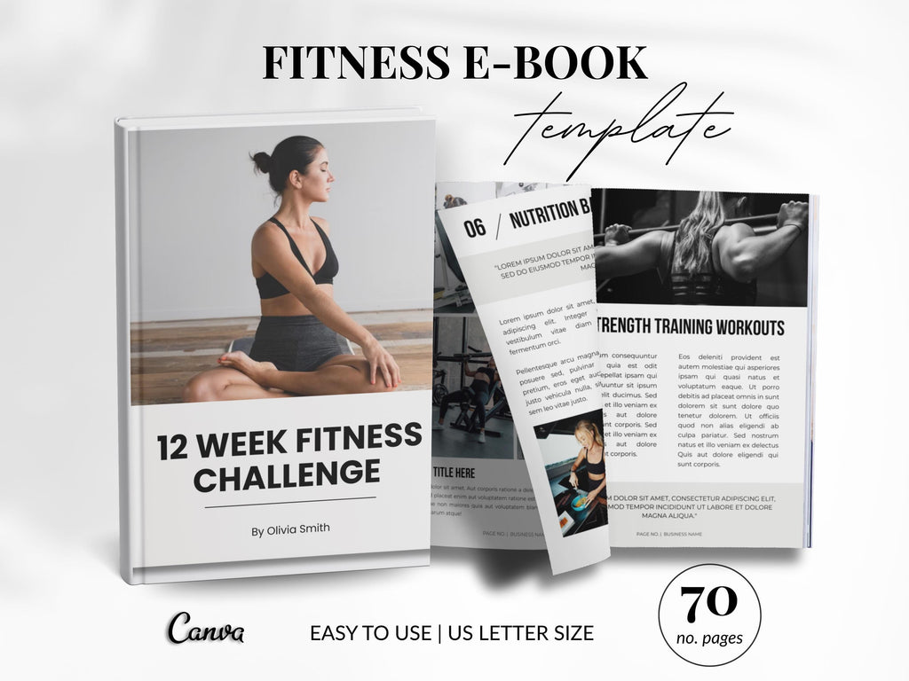 Fitness Ebook Template: 70-Page Canva Workbook for Coaches (Digital Download)
