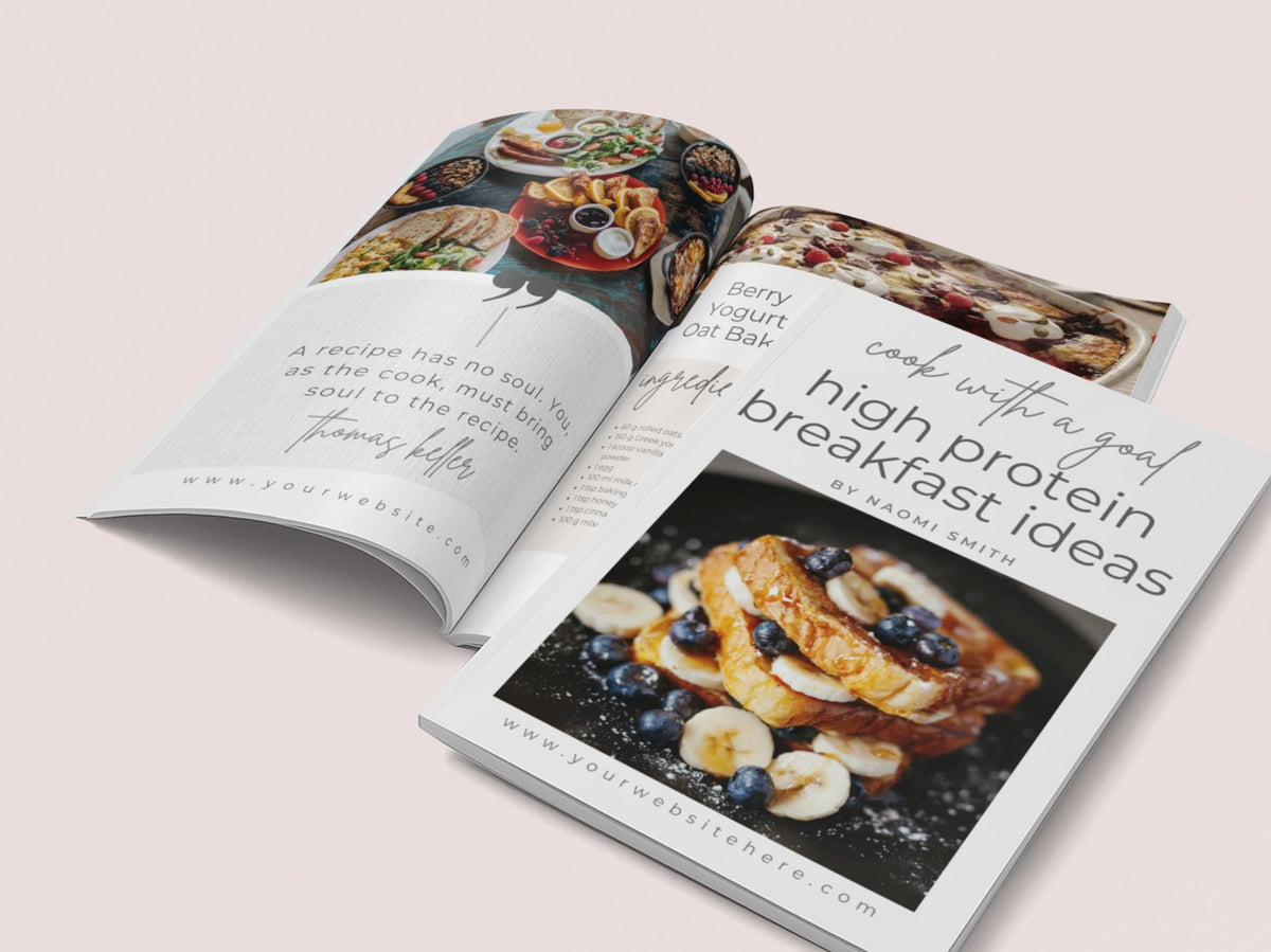 Cookbook Recipe Ebook Template for Fitness Coaches & Content Creators, 25 Page Canva Cookbook with Nutrition Info