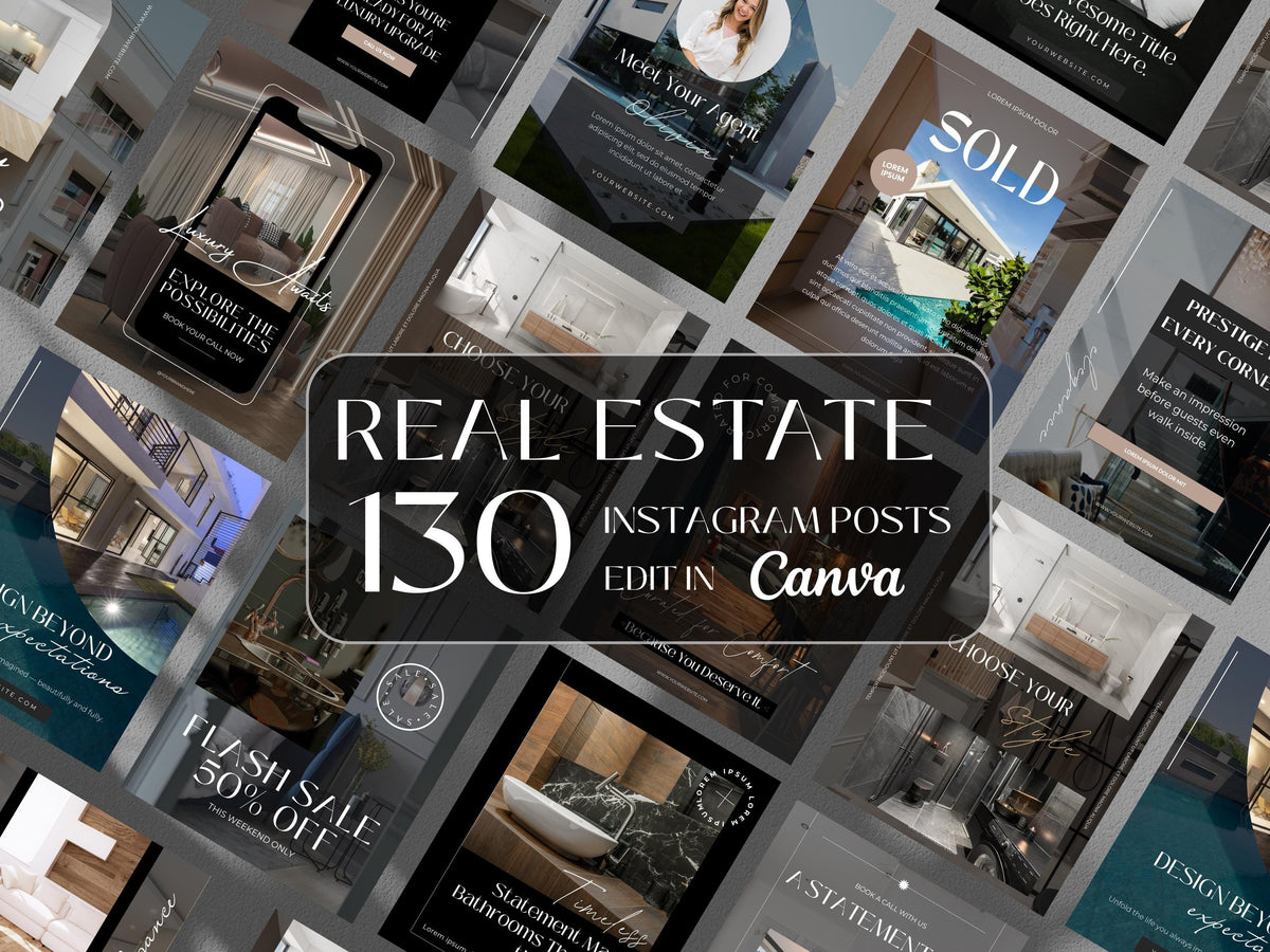 Luxury Real Estate Instagram Templates: Canva Realtor Marketing (Digital Download)