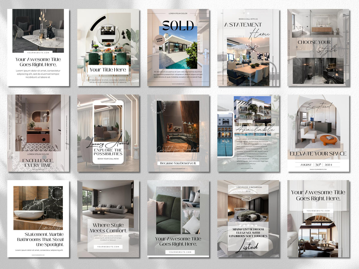 Luxury Real Estate Instagram Templates: Canva Realtor Marketing (Digital Download)