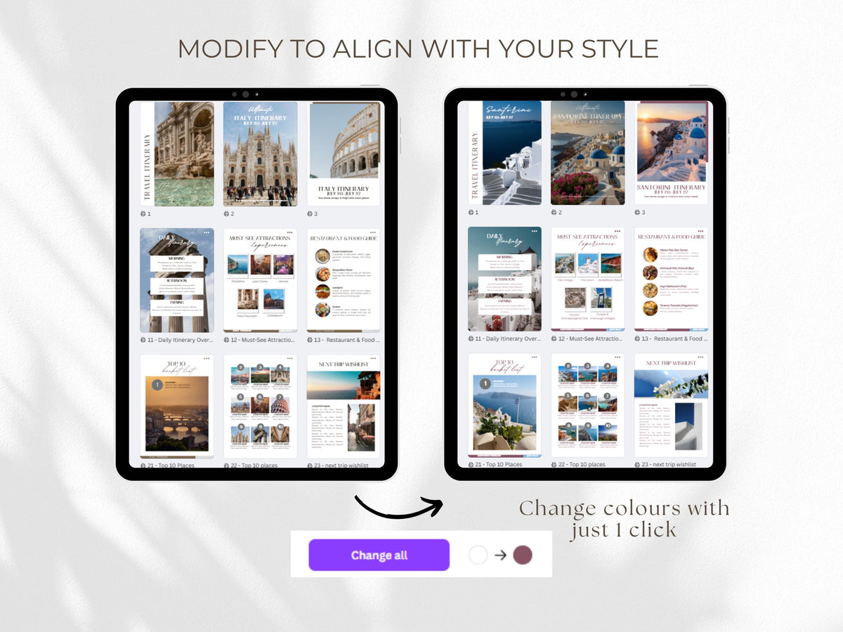 Editable Travel Itinerary Template: Canva Trip Planner (Digital Download