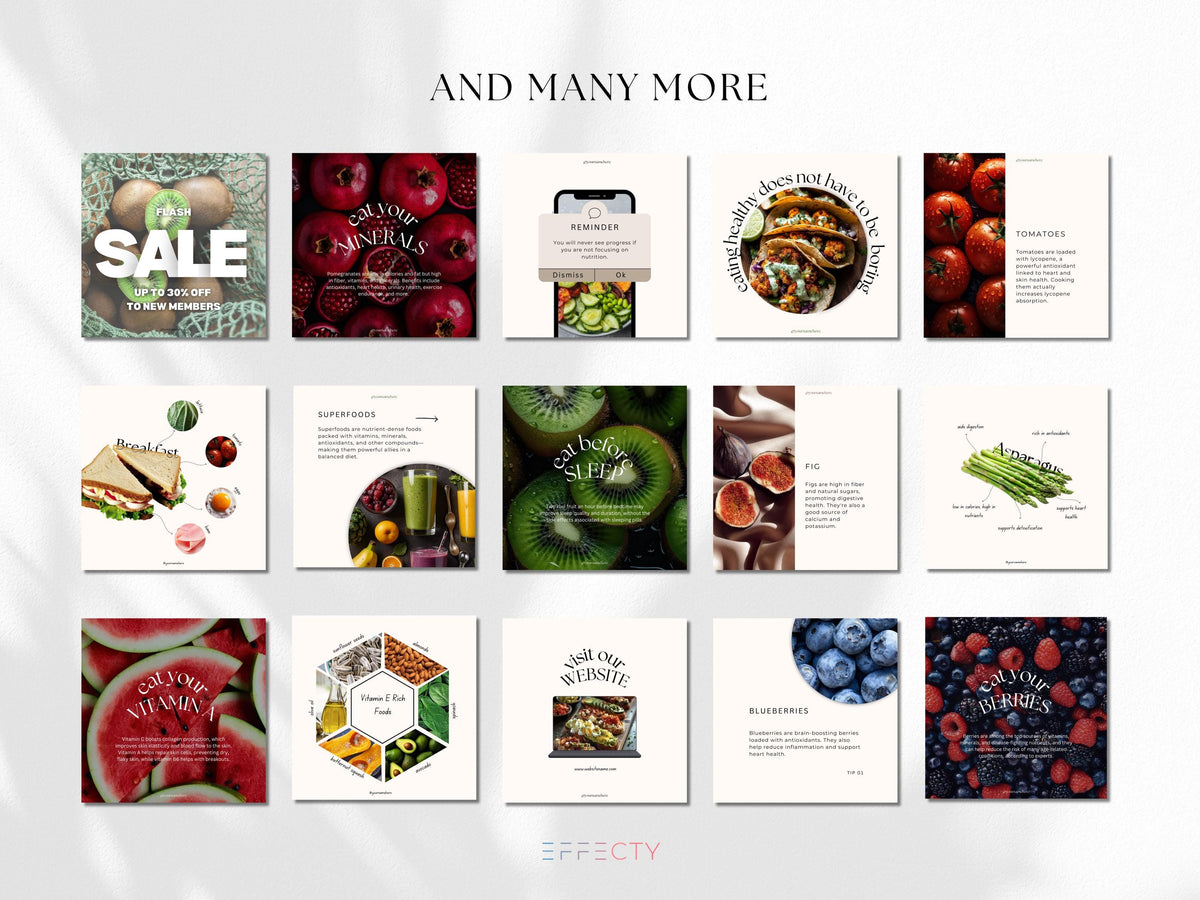 Nutritionist Instagram Post Templates: Food Blogger Social Media (Digital Download)