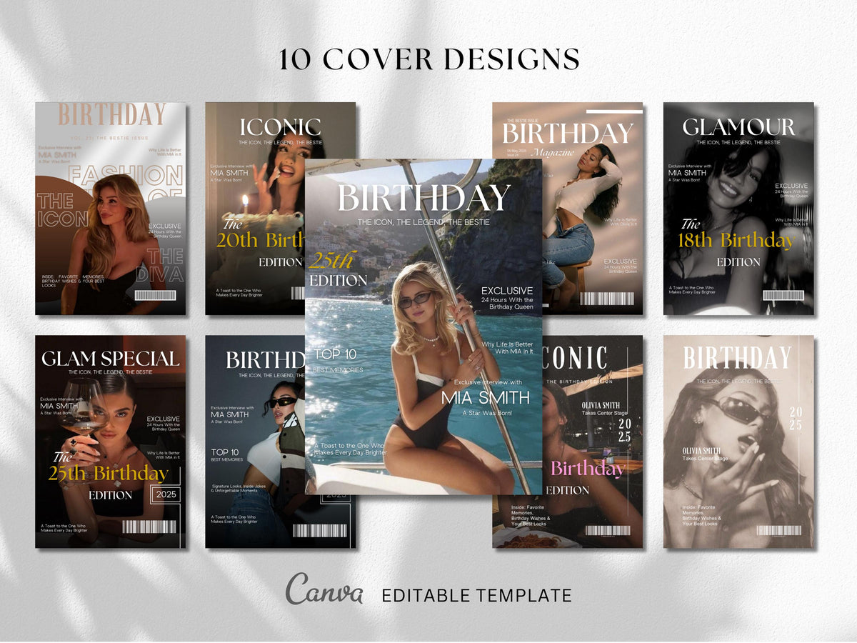 Personalized Magazine Template for Best Friend Customizable Magazine Cover Design Editable Fashion eBook Birthday Magazine Template Cover