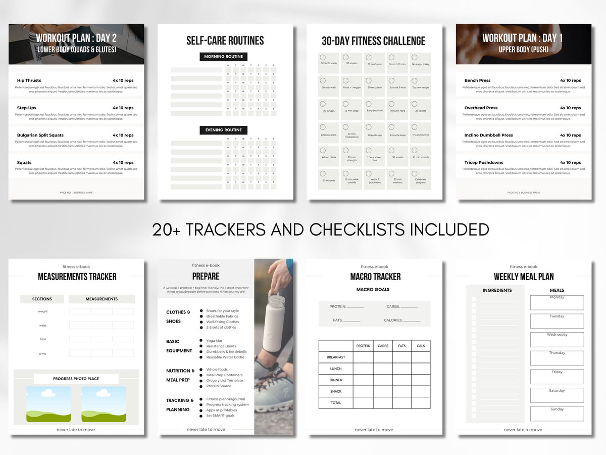 Fitness Ebook Template: 70-Page Canva Workbook for Coaches (Digital Download)