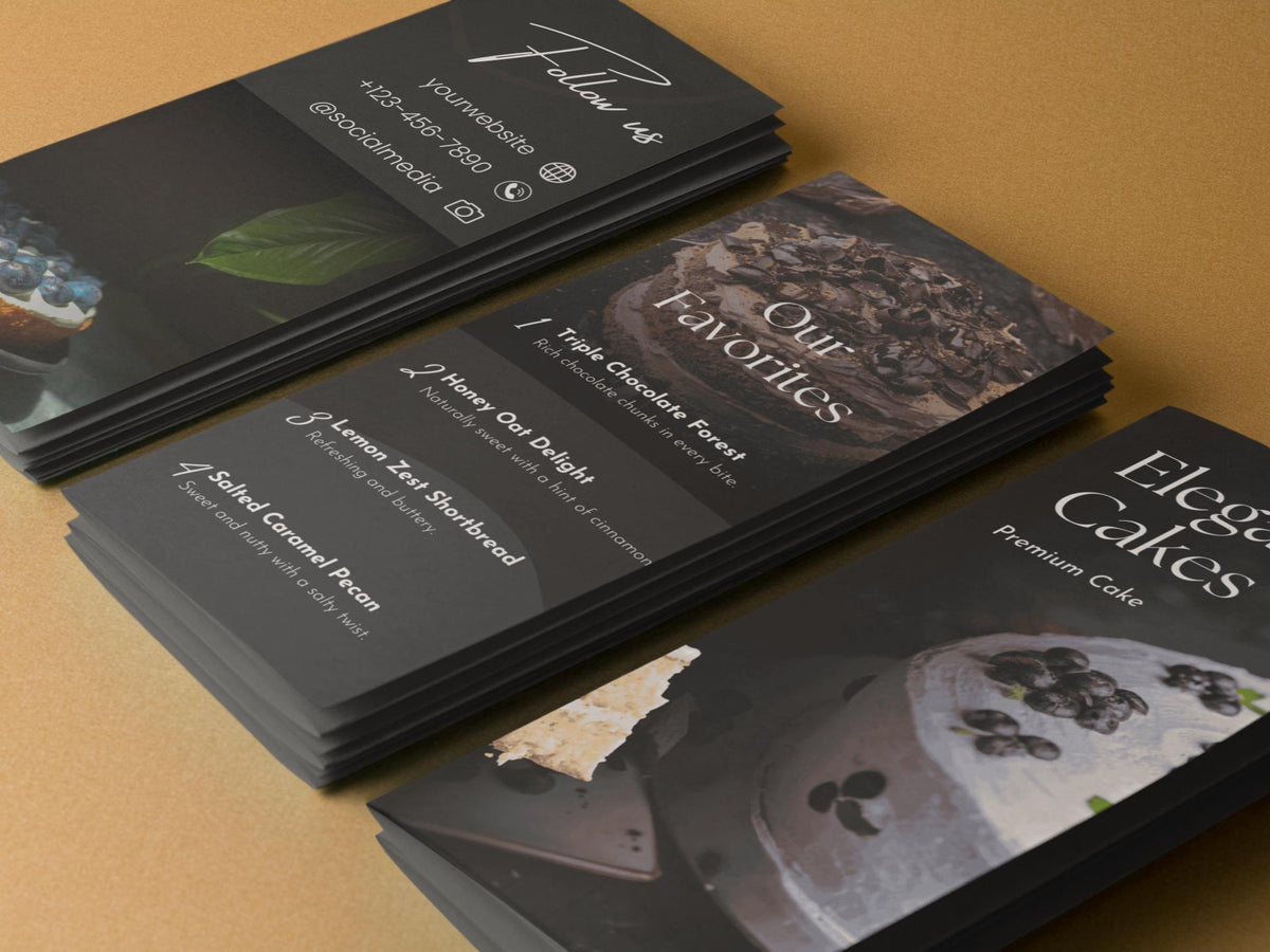 Cake Business Brochure Template Canva Bakery Menu Price List Pastry Shop Flyer Editable Double-Sided Brochure