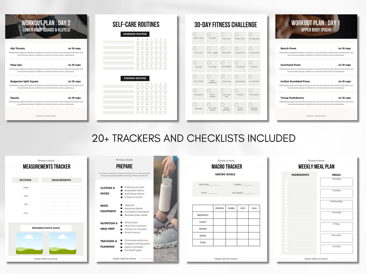 Fitness Ebook Template: 70-Page Canva Workbook for Coaches (Digital Download)