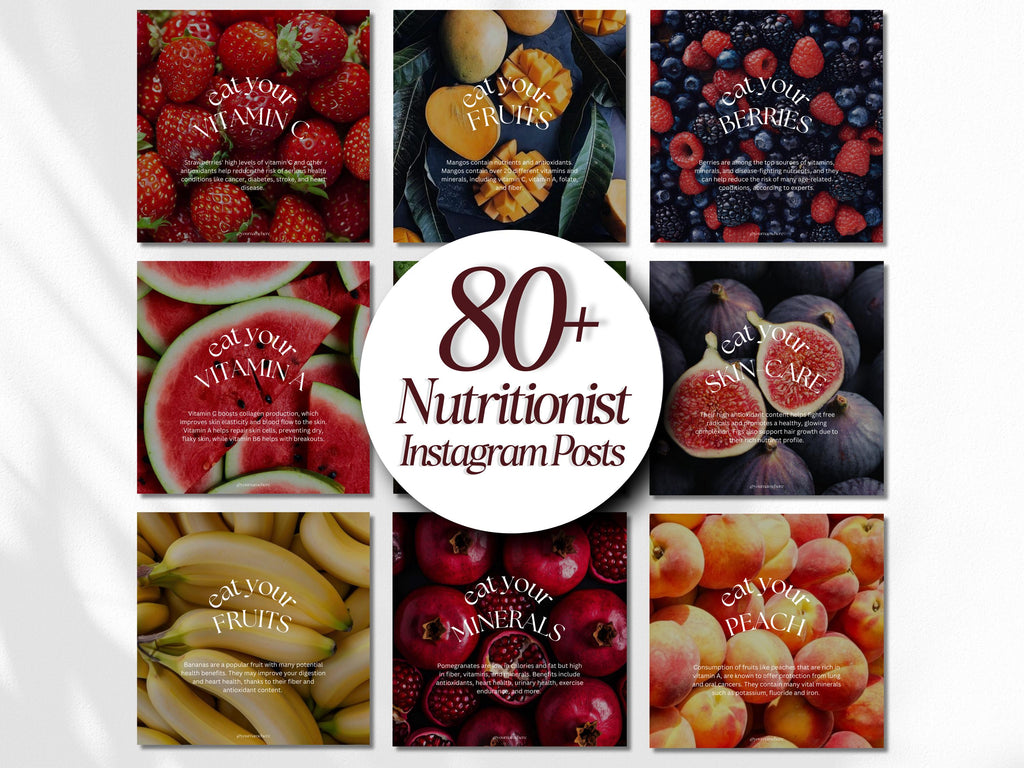 Nutritionist Instagram Post Templates: Editable Food Social Media (Digital Download)