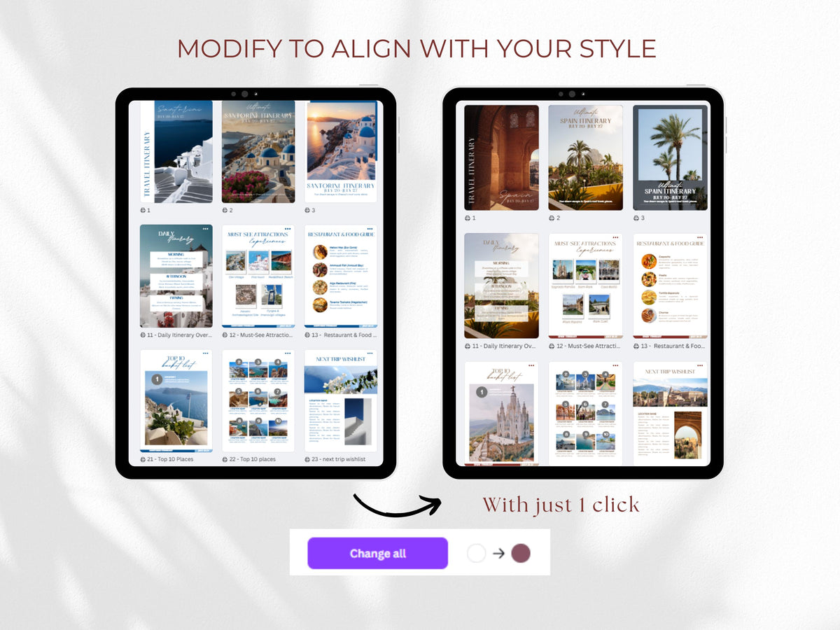 Editable Travel Itinerary Template: Customizable Trip Planner (Canva PDF)