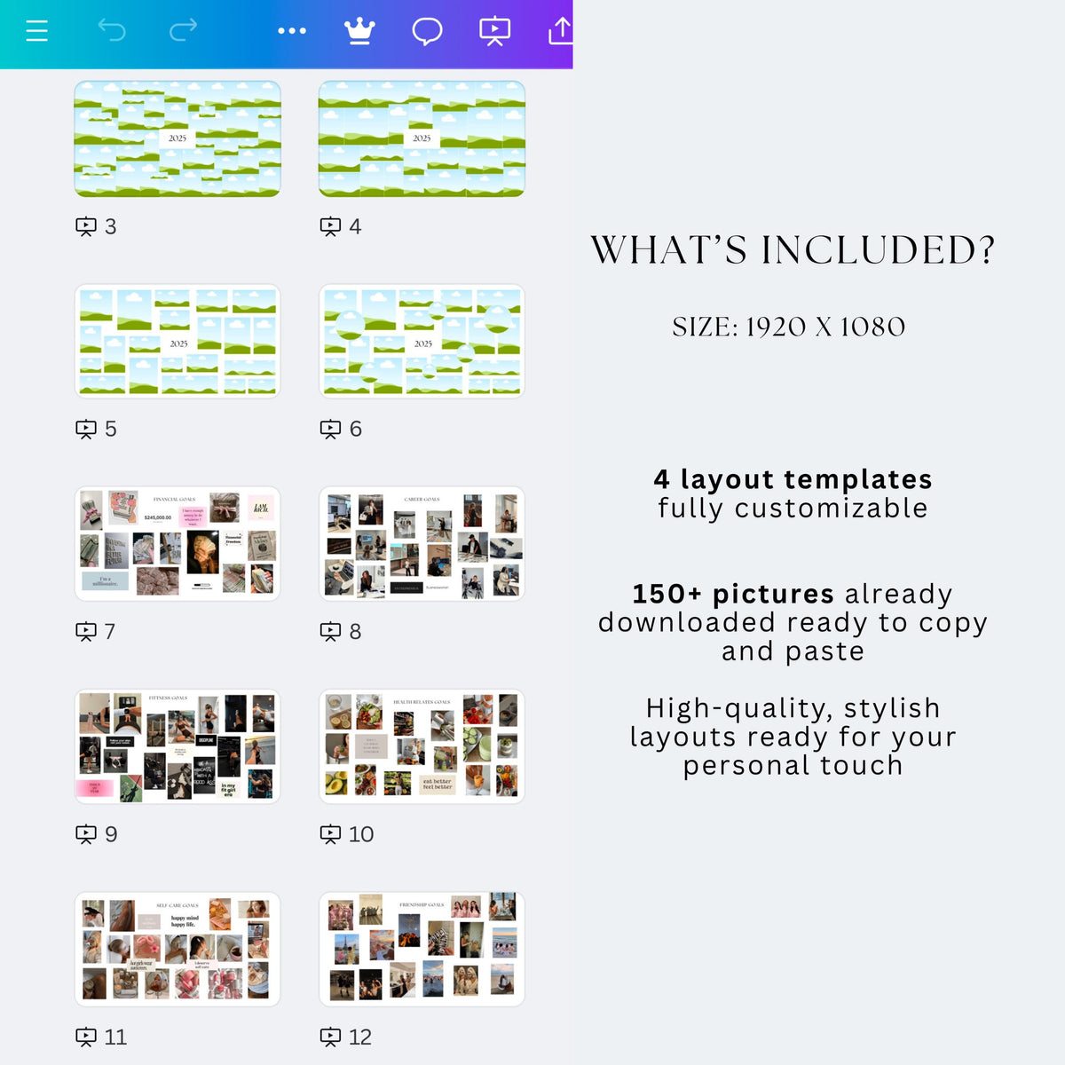 2026 Vision Board Template: Editable Canva Mood Board (Digital Download)