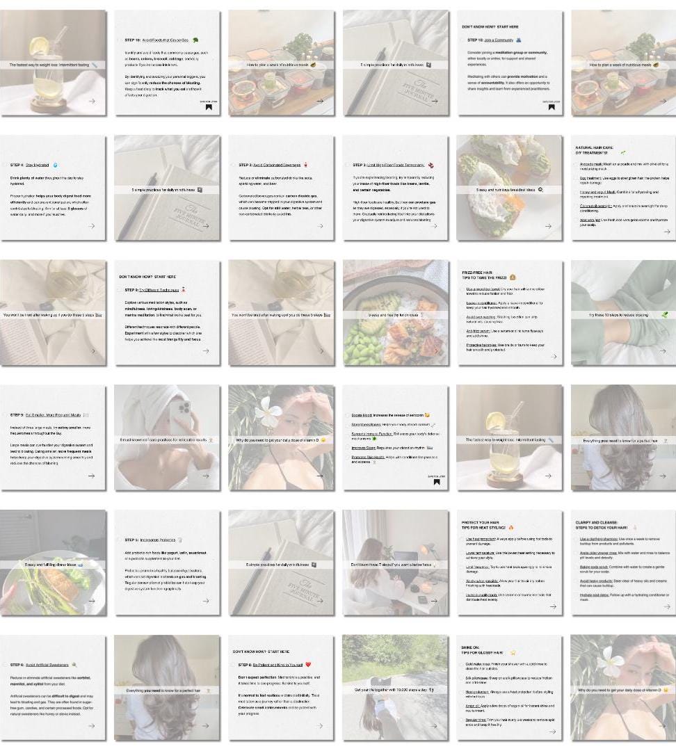 Health & Wellness Social Media Carousel Templates: Canva Editable (Digital Download)