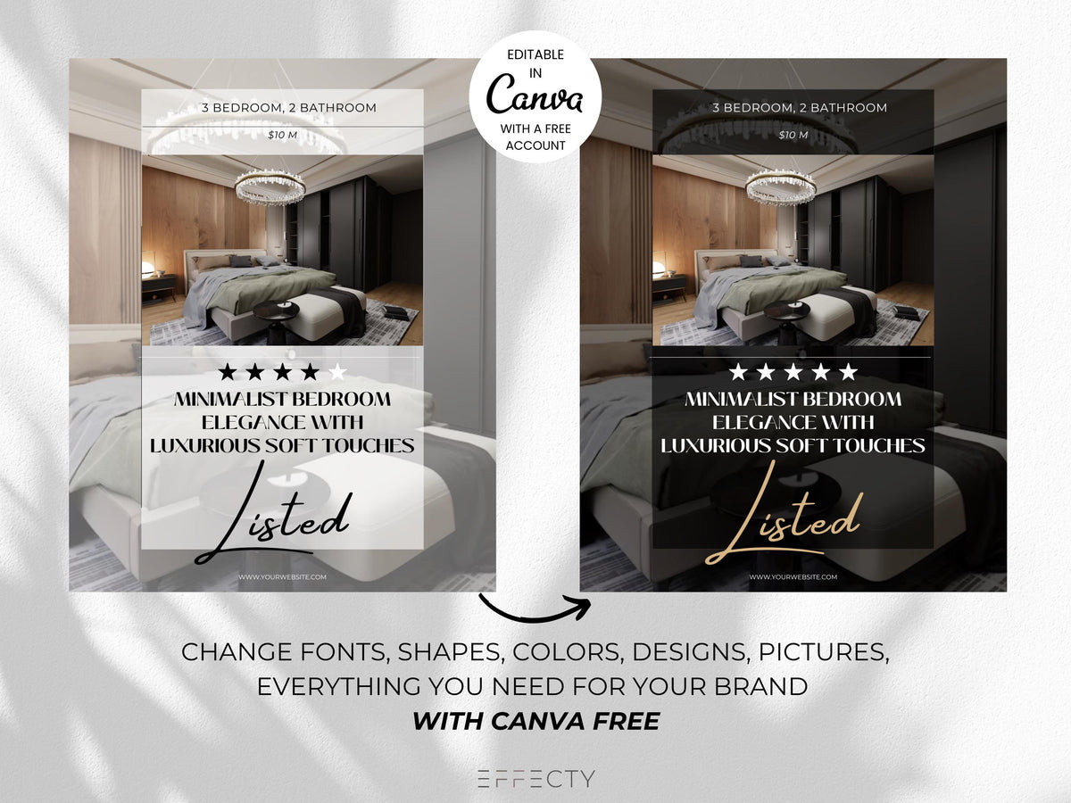 Luxury Real Estate Instagram Templates: Canva Realtor Marketing (Digital Download)