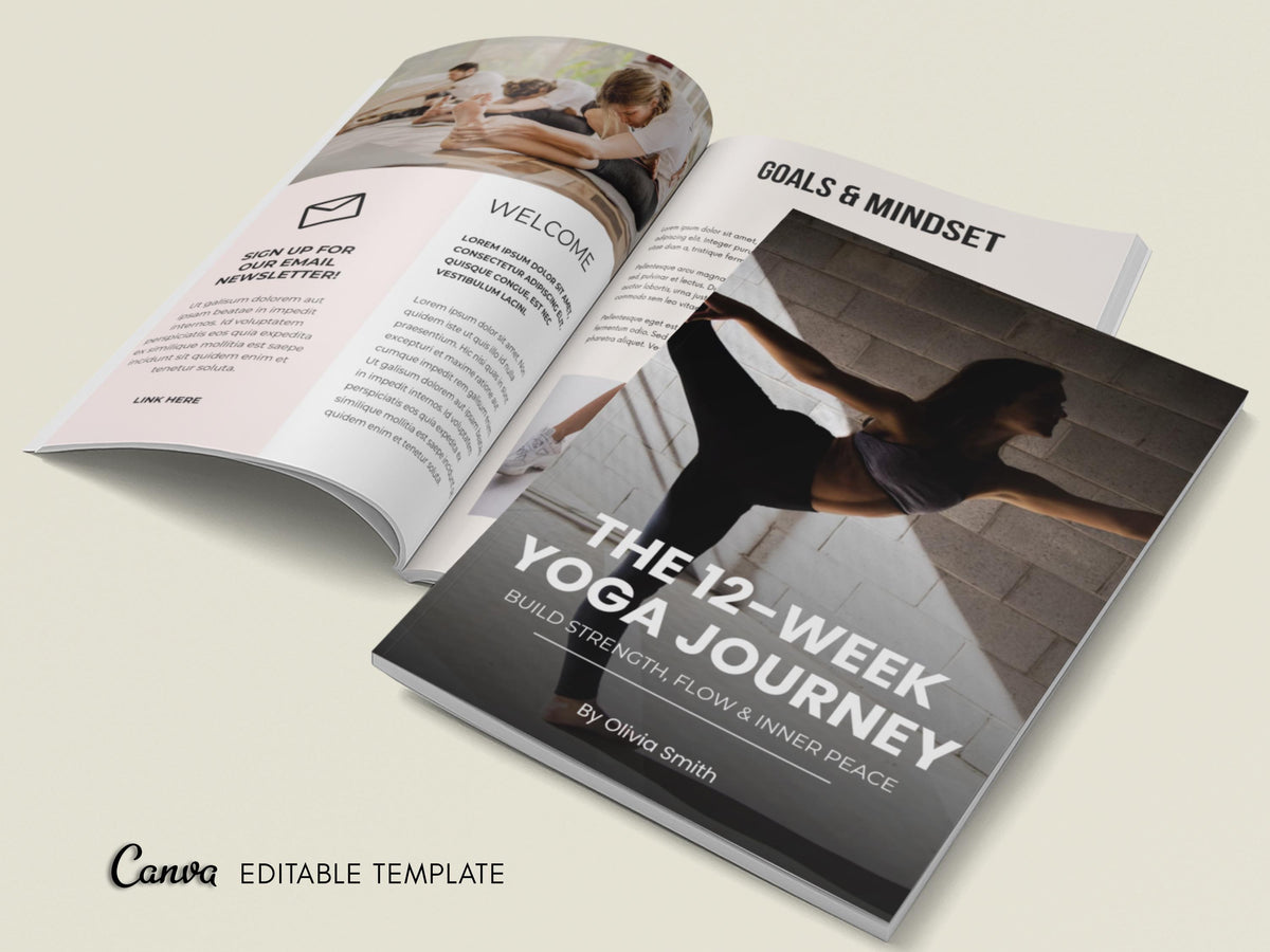 Yoga Ebook Template 70-Page Canva Fitness Yoga Coach Workbook Template Workout Personal Training Nutrition Coach