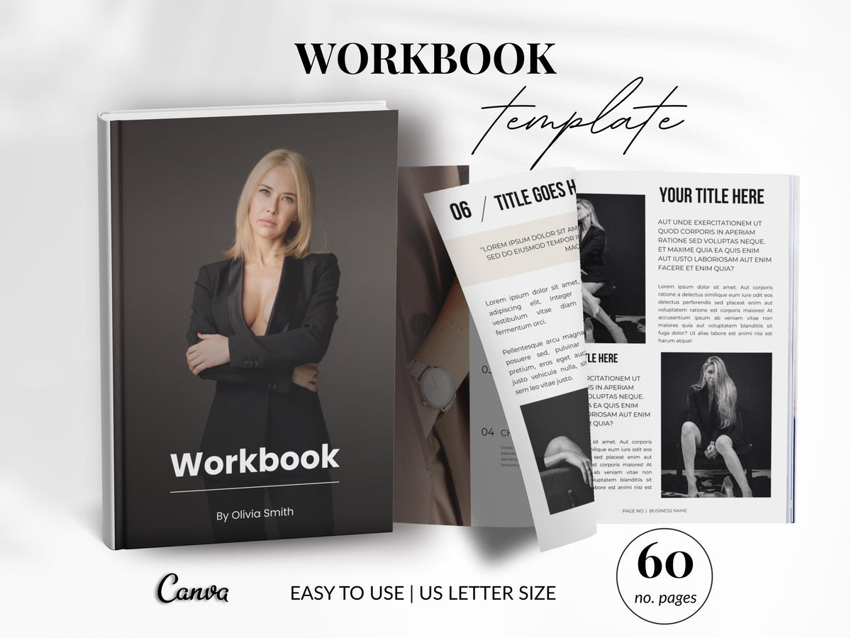 Business Ebook Template: 60-Page Editable Canva Workbook for Coaches (Digital Download)
