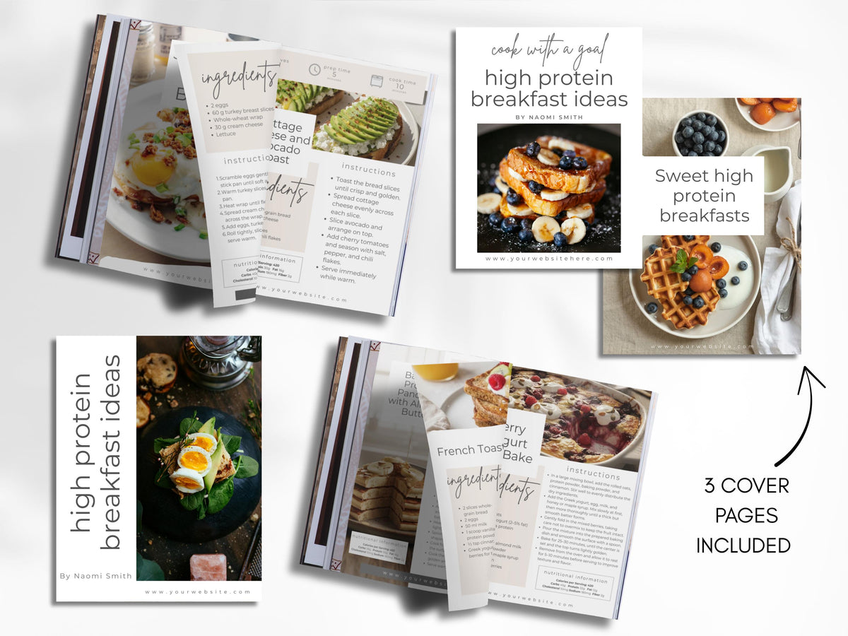 Cookbook Recipe Ebook Template for Fitness Coaches & Content Creators, 25 Page Canva Cookbook with Nutrition Info
