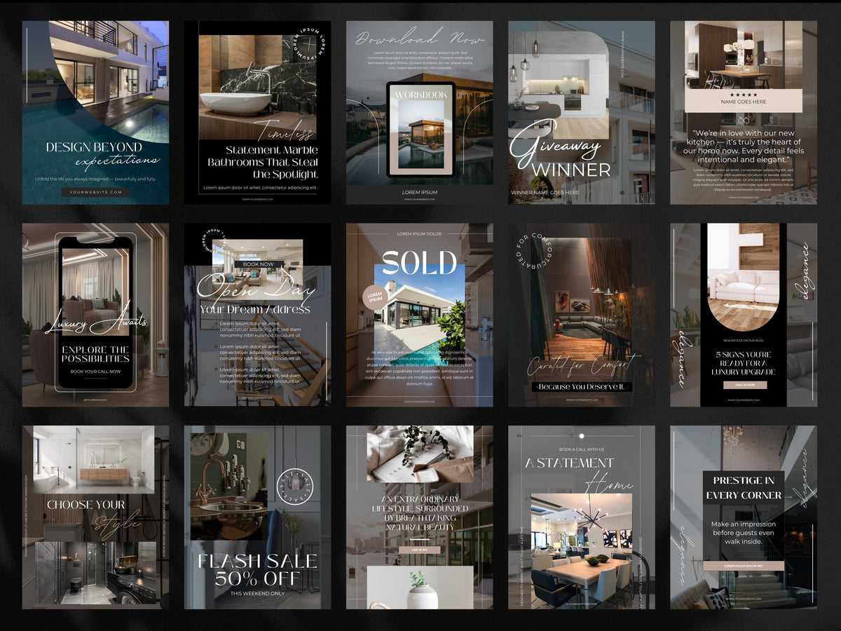 Luxury Real Estate Instagram Templates: Canva Realtor Marketing (Digital Download)