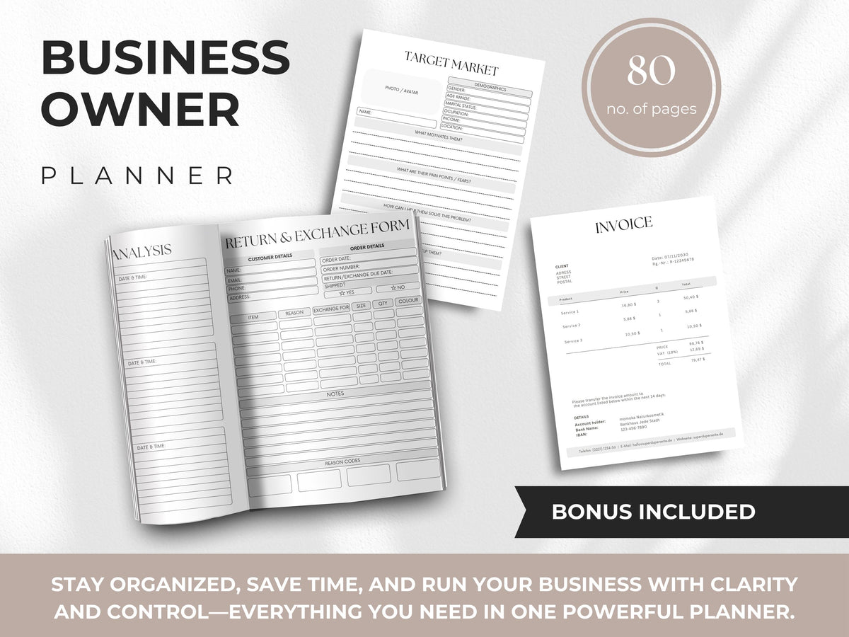 Editable Business Planner Canva Template: Small Business Toolkit (Digital Download)
