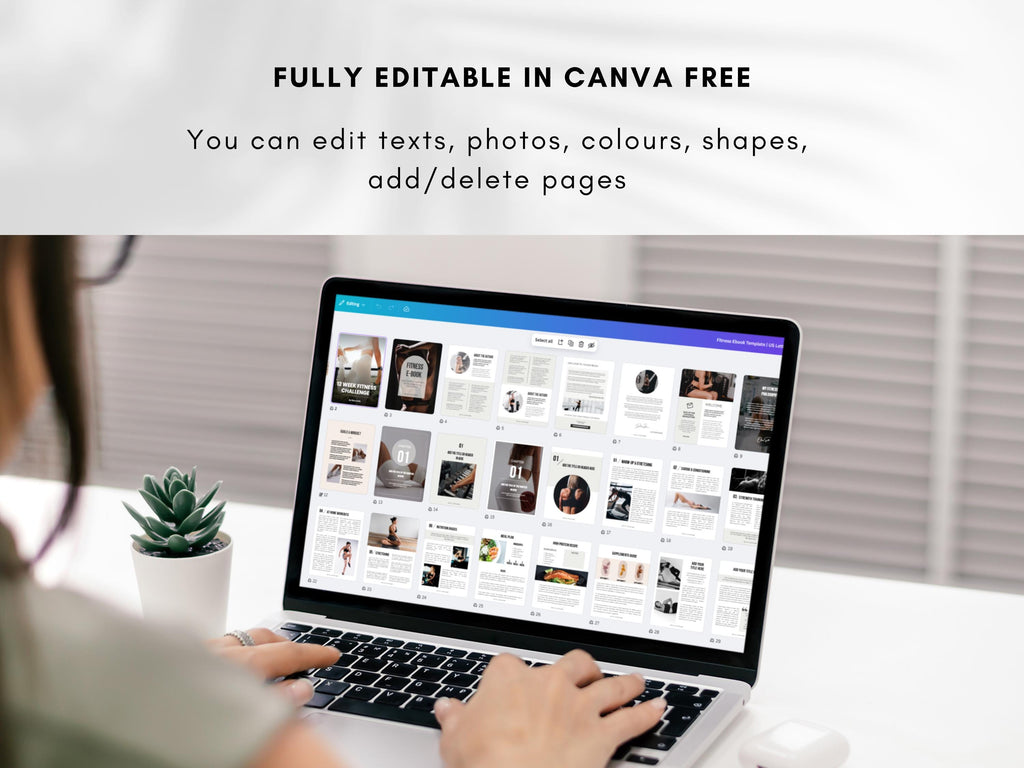 Fitness Ebook Template: 70-Page Canva Workbook for Coaches (Digital Download)
