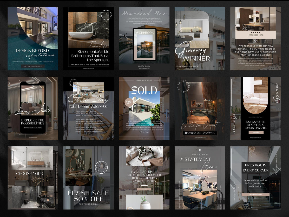 Luxury Real Estate Instagram Templates: Canva Realtor Marketing (Digital Download)