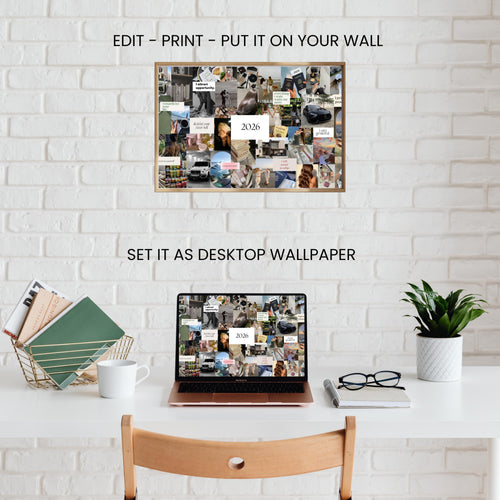 2026 Vision Board Template: Editable Canva Mood Board (Digital Download)