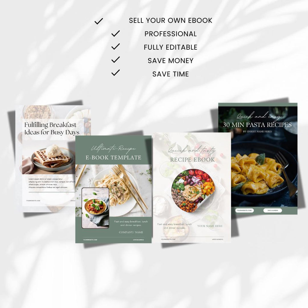 Editable Recipe eBook Template: 40-Page Cookbook Design for Canva (Digital Download)