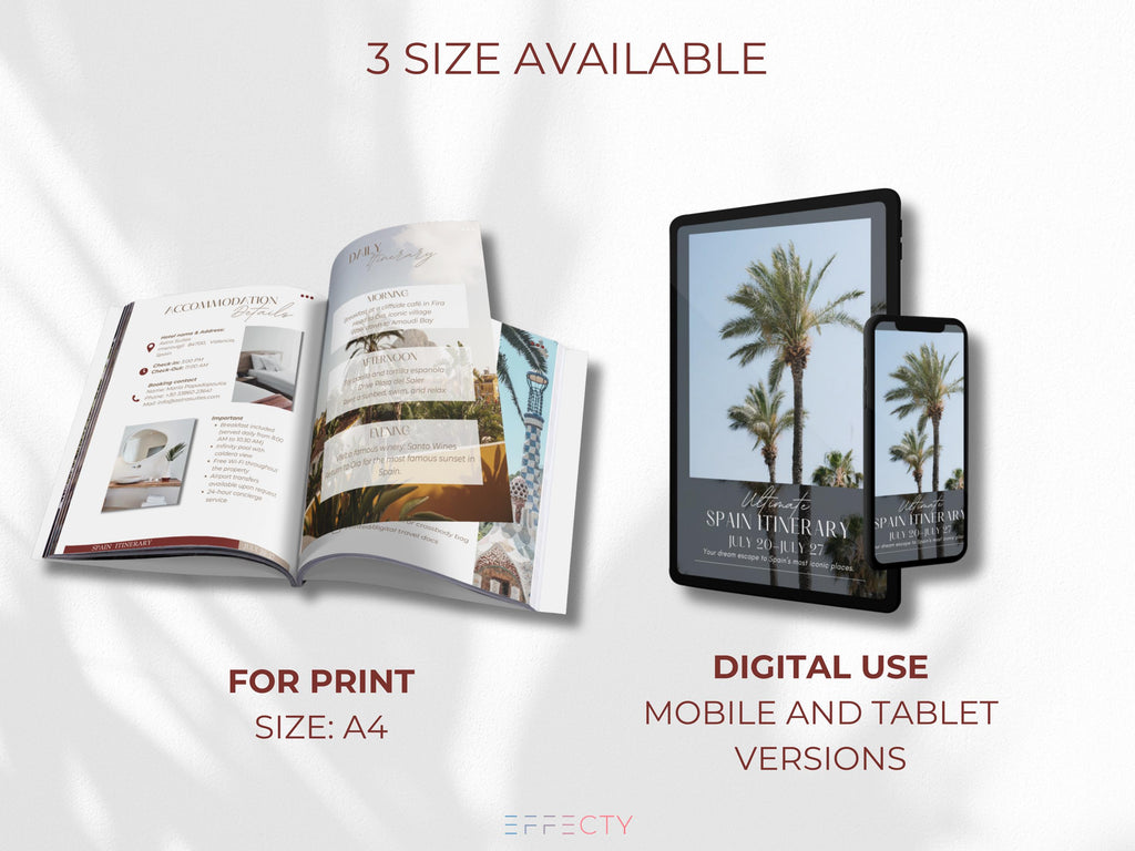 Editable Travel Itinerary Template: Customizable Trip Planner (Canva PDF)
