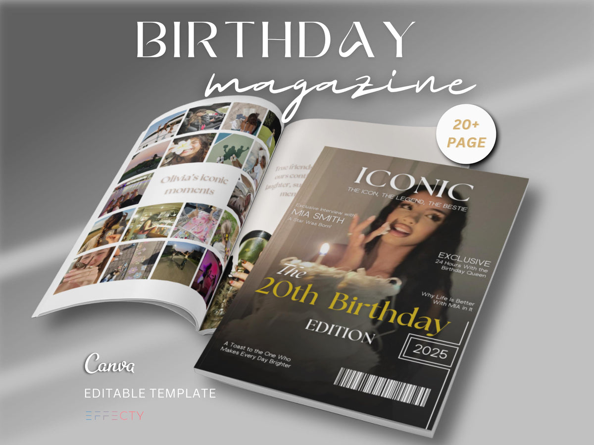 Personalized Magazine Template for Best Friend Customizable Magazine Cover Design Editable Fashion eBook Birthday Magazine Template Cover