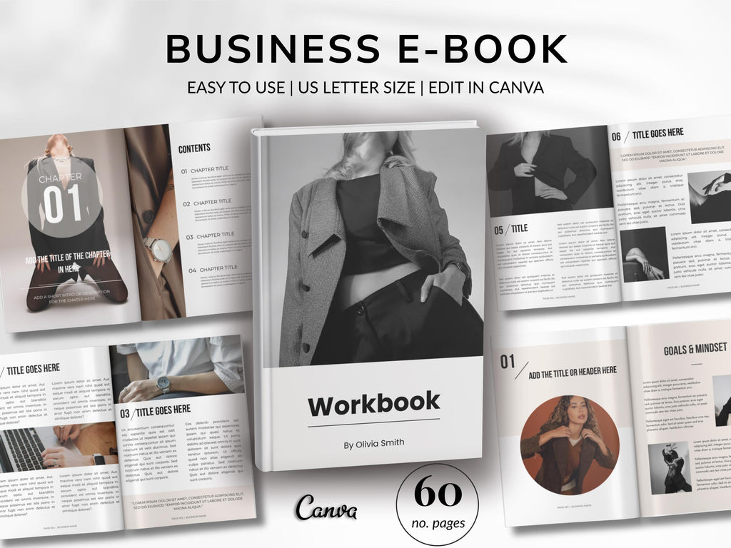 Business Ebook Template: 60-Page Editable Canva Workbook for Coaches (Digital Download)