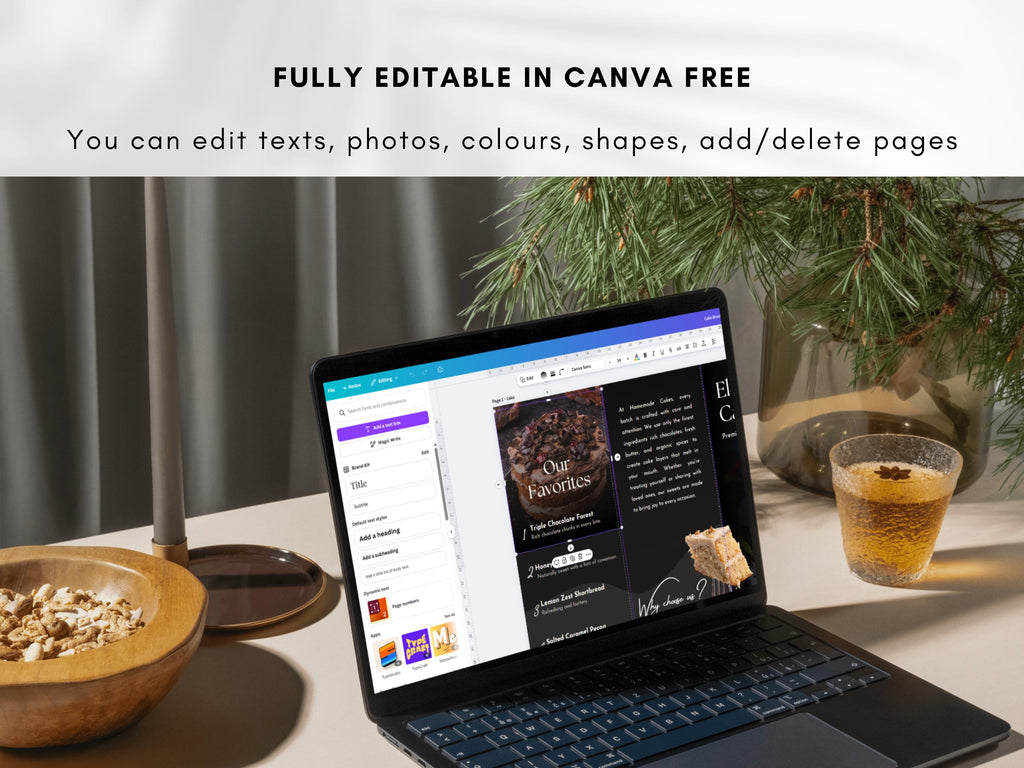 Cookie Business Brochure Template Canva Bakery Menu Price List Pastry Shop Flyer Editable Double-Sided Brochure