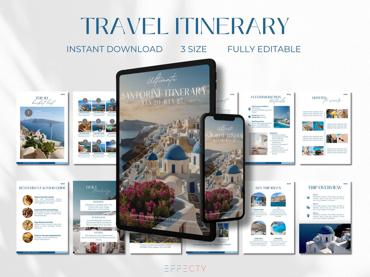 Editable Travel Itinerary Template: Canva Trip Planner (Digital Download)