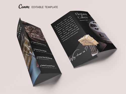 Cake Business Brochure Template Canva Bakery Menu Price List Pastry Shop Flyer Editable Double-Sided Brochure