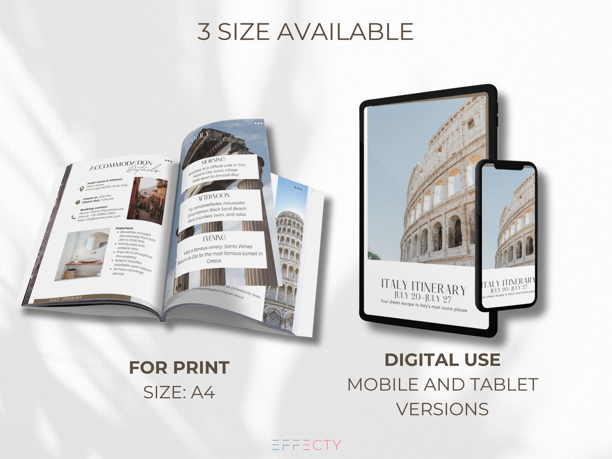 Editable Travel Itinerary Template: Canva Trip Planner (Digital Download
