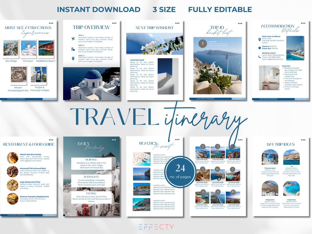 Editable Travel Itinerary Template: Canva Trip Planner (Digital Download)