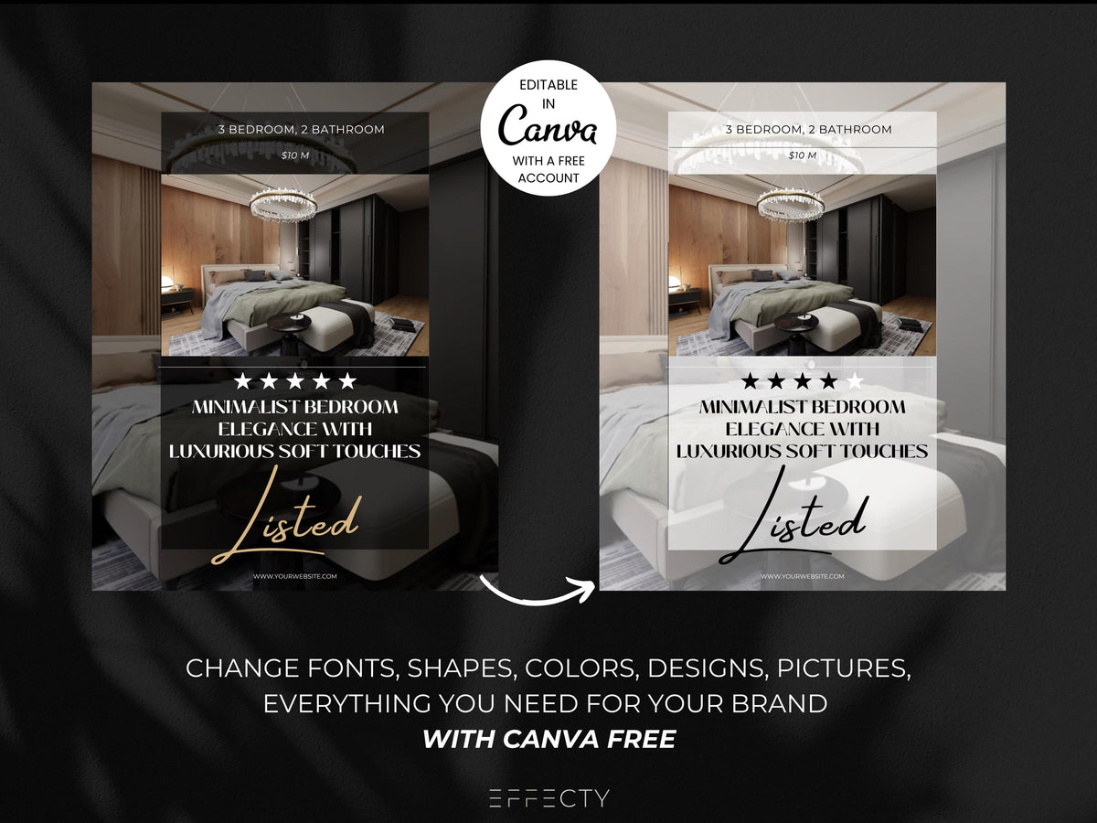 Luxury Real Estate Instagram Templates: Canva Realtor Marketing (Digital Download)