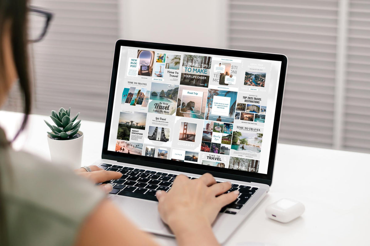 Travel Social Media Template: 60 Canva Instagram Posts (Digital Download)