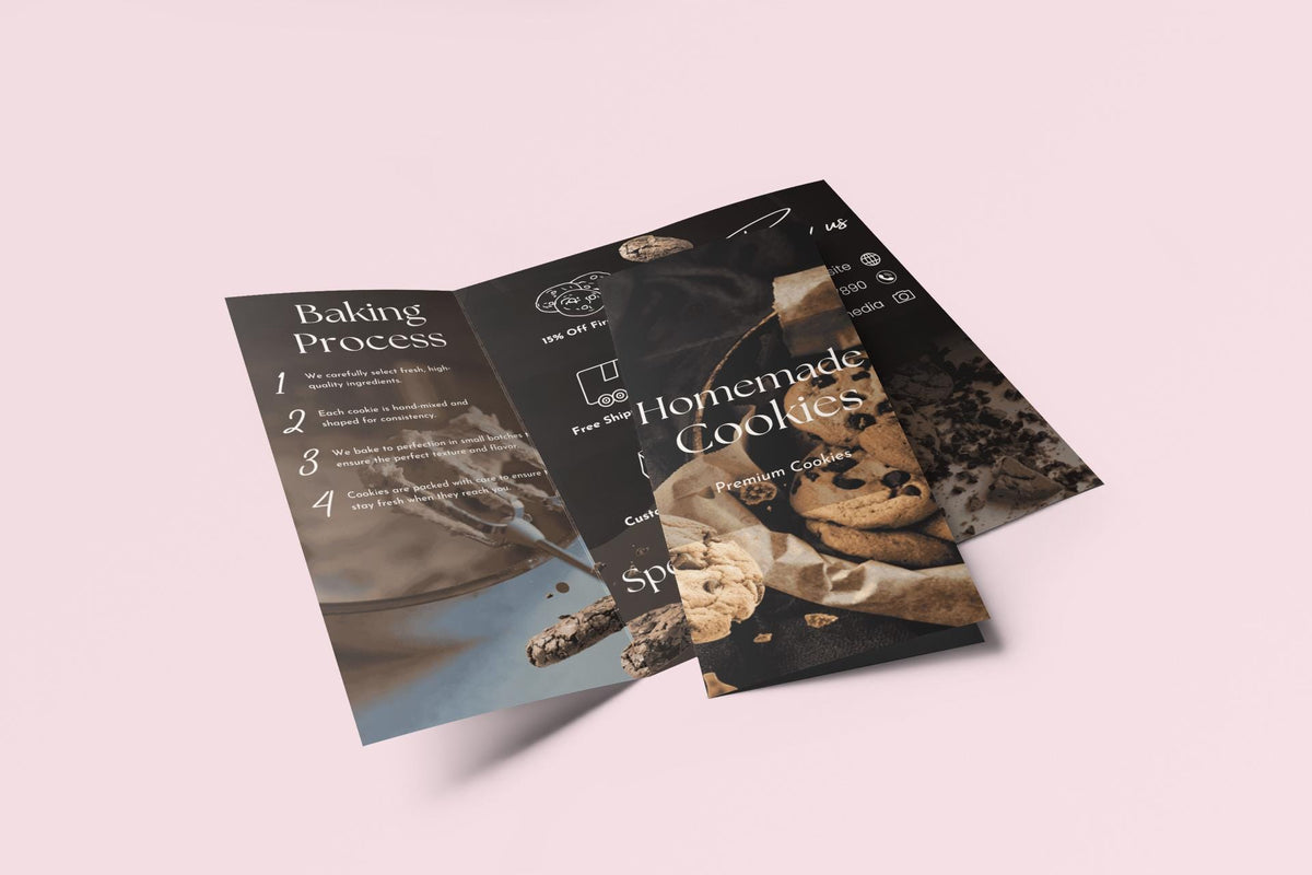 Cookie Business Brochure Template Canva Bakery Menu Price List Pastry Shop Flyer Editable Double-Sided Brochure