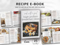 High Protein Breakfast Recipe Ebook Template for Fitness Coaches & Content Creators, 25 Page Canva Cookbook with Nutrition Info