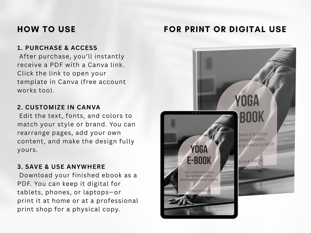 Yoga Ebook Template 70-Page Canva Fitness Yoga Coach Workbook Template Workout Personal Training Nutrition Coach