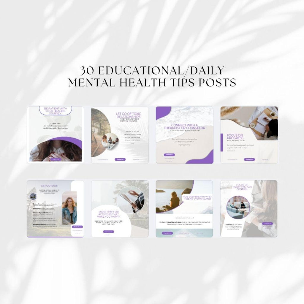 Mental Health Instagram Templates: Wellness & Psychology Posts (Canva Editable)